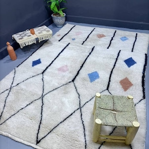 moroccan rug, Morocco rug , beni ourain rug 5x8, Beni M&#39;rirt rug, funky rug, soft carpet , Custom rug for all size, 8x10 rug