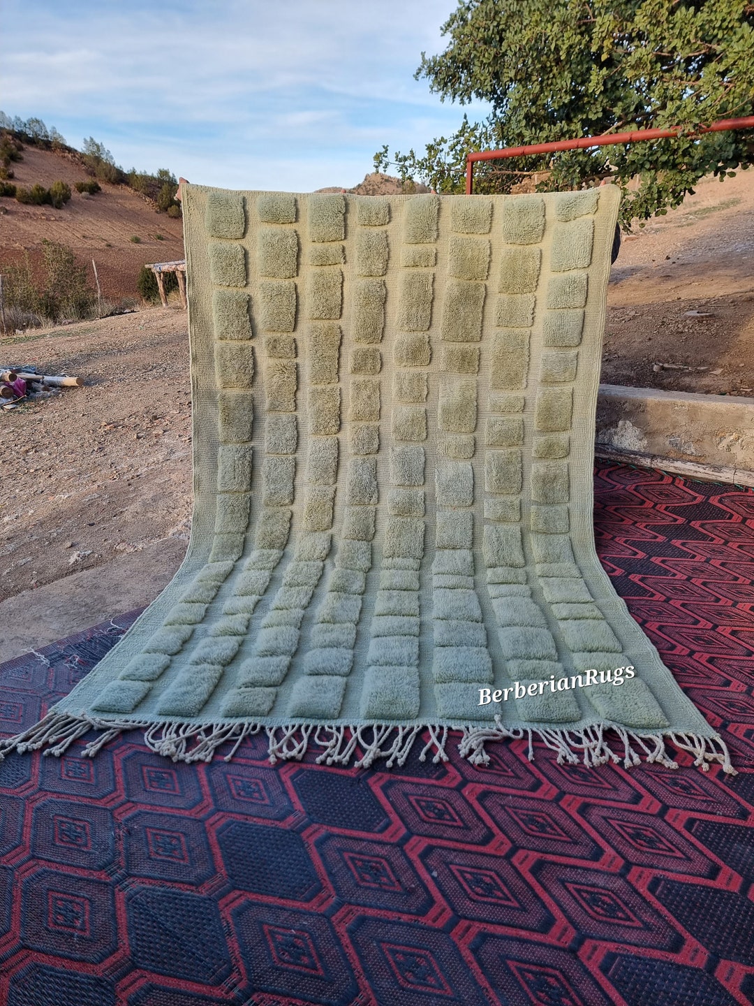 Greenarbic Rug Patterns Green Moroccan Rug - Moroccan Berber Rug - Beni Ourain Rug - Morocco ...