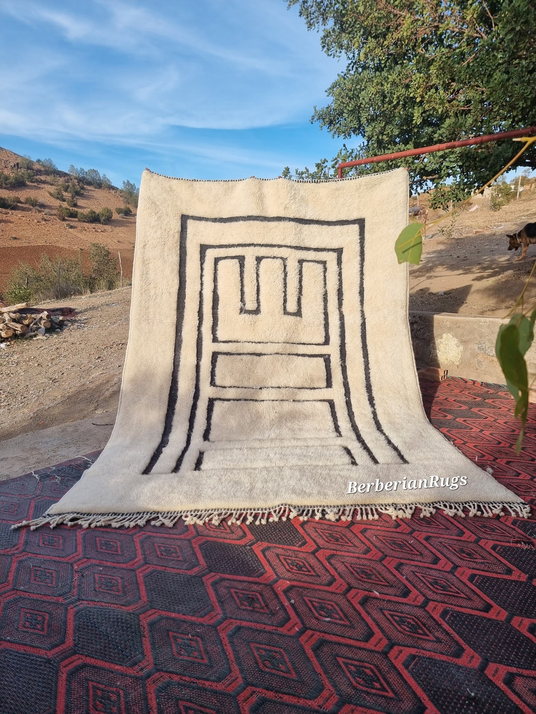 Striped Beni Ourain Rug, Plush Rug for Living Room, Custom Size Rug ...