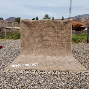 Handmade Beni Mrirt Rug: Plush Moroccan Organic Wool Rug