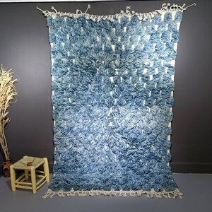 Sky Blue checkered Rug , Blue Moroccan Rug 5x8 , moroccan blue rug, checker rug, moroccan berber rug blue, blue Checkerboard rug, fluffy rug