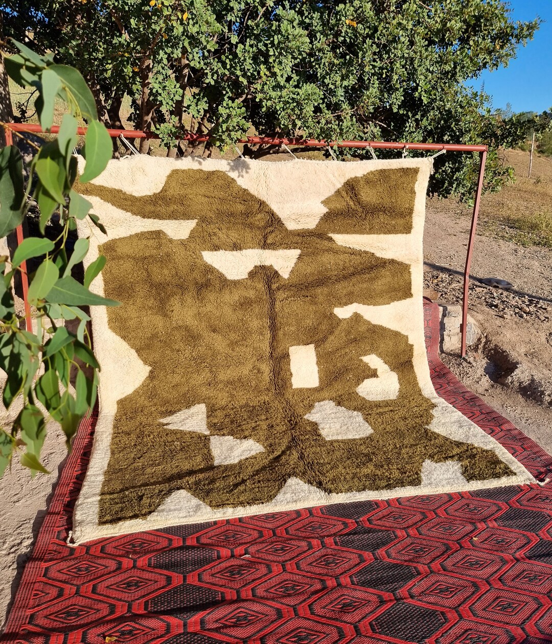 Emerald Green Rug, Premium Quality Moroccan Rug, Beni Mrirt Green Rug