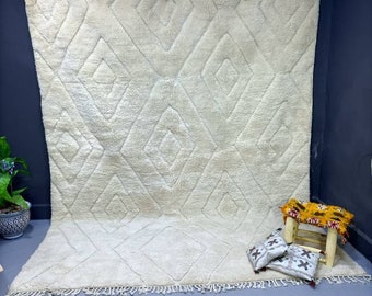 Moroccan rug 7x9 , Beni Ourain Rug, Beni mrirt rug, rug for playroom, white morocco rug, boho rug, handmade wool rug