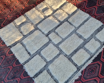 Alfombra marroquí 5x5 pies, alfombra suave Beni Mrirt
