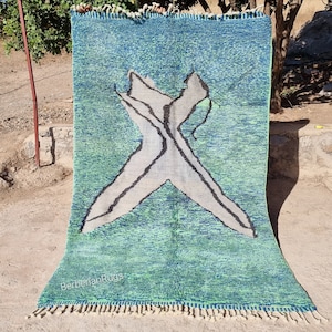 Moroccan rug green, Mrirt rug, turquoise rug , Wool rug, Premium quality rug, 100% natural fibers, morroco rug , green berber rug 5x8