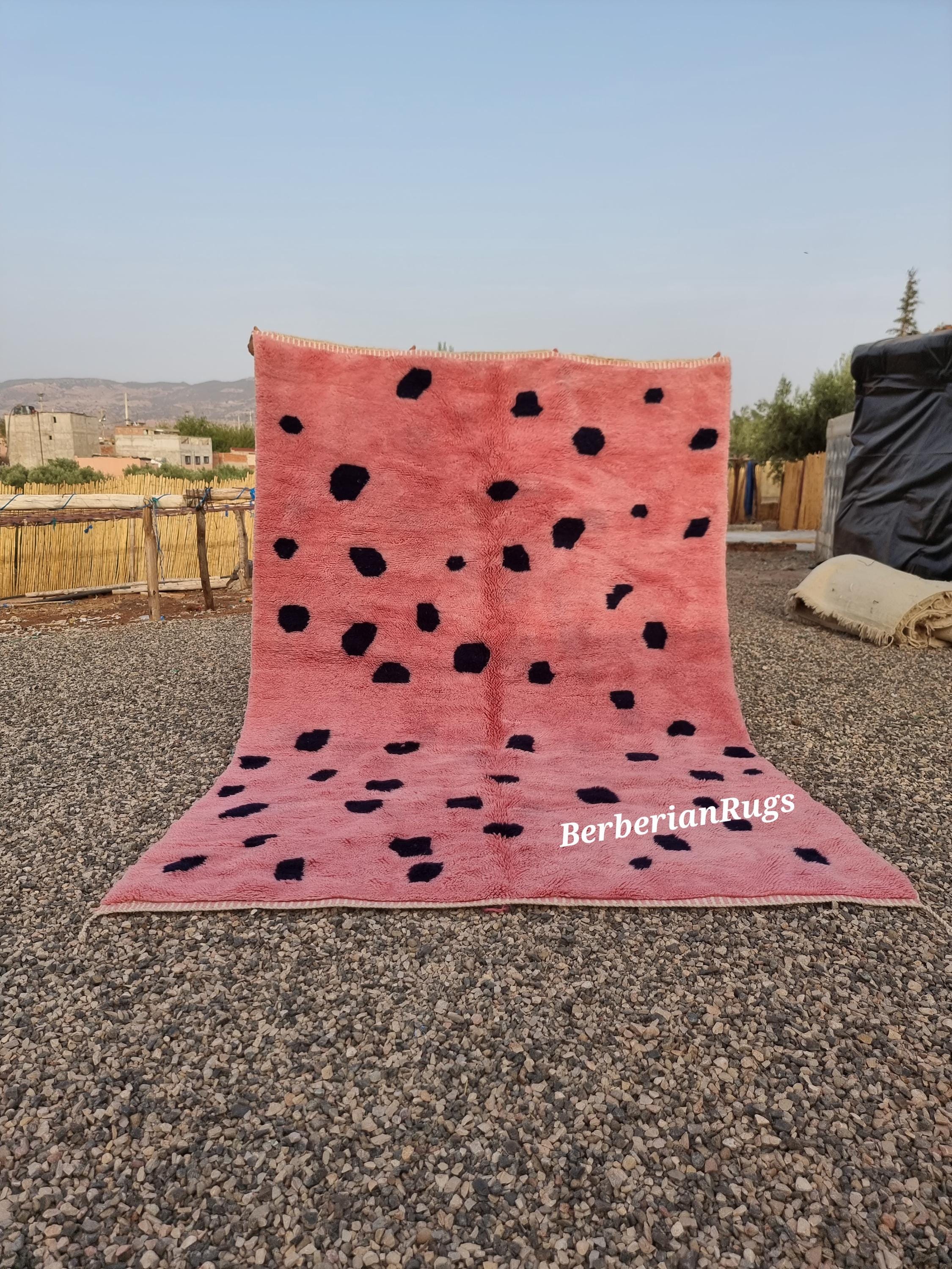 Handknotted Beni Mrirt Rug: Pink Moroccan Style Plush Rug (6.5 x 10 ft)
