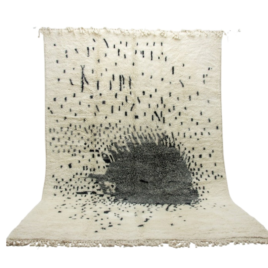 Custom Moroccan Rug Black and White Moroccan Beni Ourain Rug Etsy