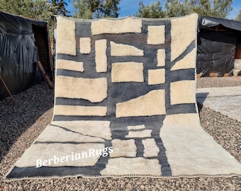 moroccan rug 8.2 x 11.3 feet, Berber rug, Azilal rug, Mrirt Rug, Boho white and grey Rug, Beni ourain Teppich, sheep wool rug, gorgeous rug