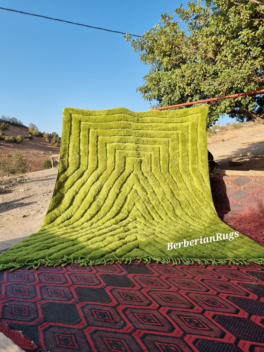 Green Morrocan Rugmoroccan Berber Rugbeni Ourain Rugmorocco Rug