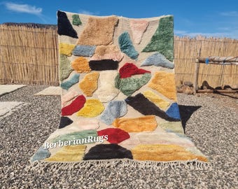 Rainbow morocco rug,  Azilal rug, Mrirt rug, Beni ourain rug, Boho rug, Tapis berbère, moroccan style,  berber kilim rug 5x8, rug 5x8
