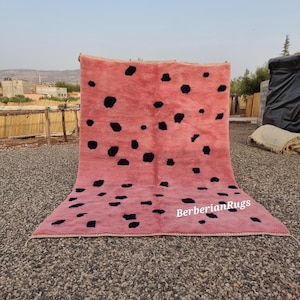 Moroccan Rug pink, Plush Beni Ourain Wool Rug, Dotted rug blue, Beni Mrirt Texture, pink morroco rug, beni mrirt pink