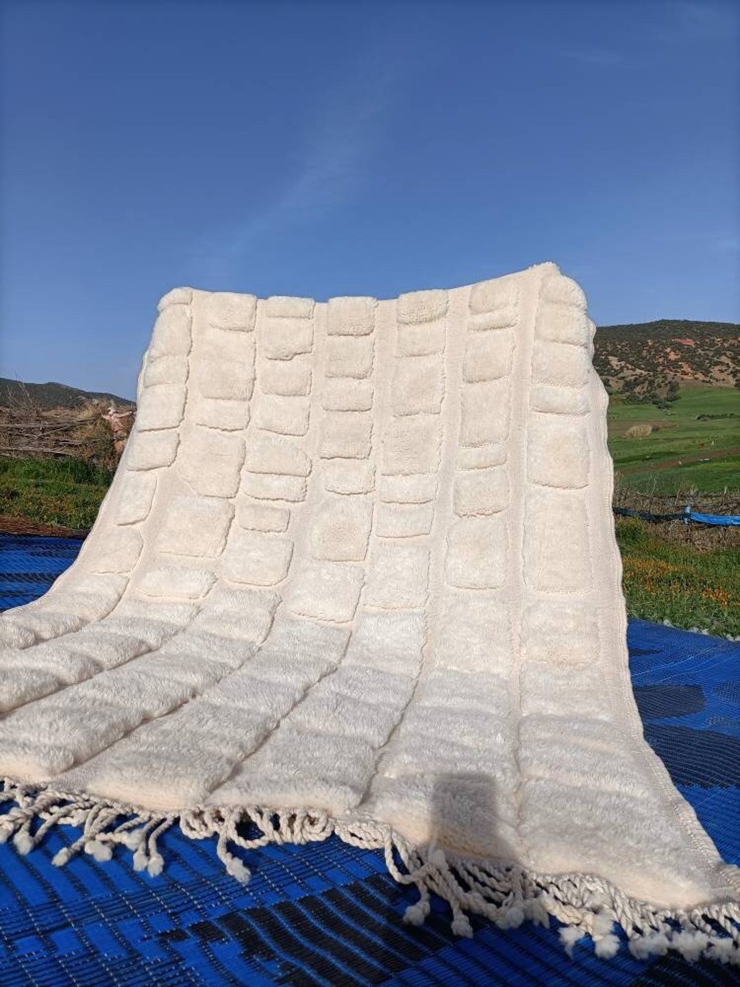 Tapis , Large Morrocan White Rug, Custome Size Rug, White