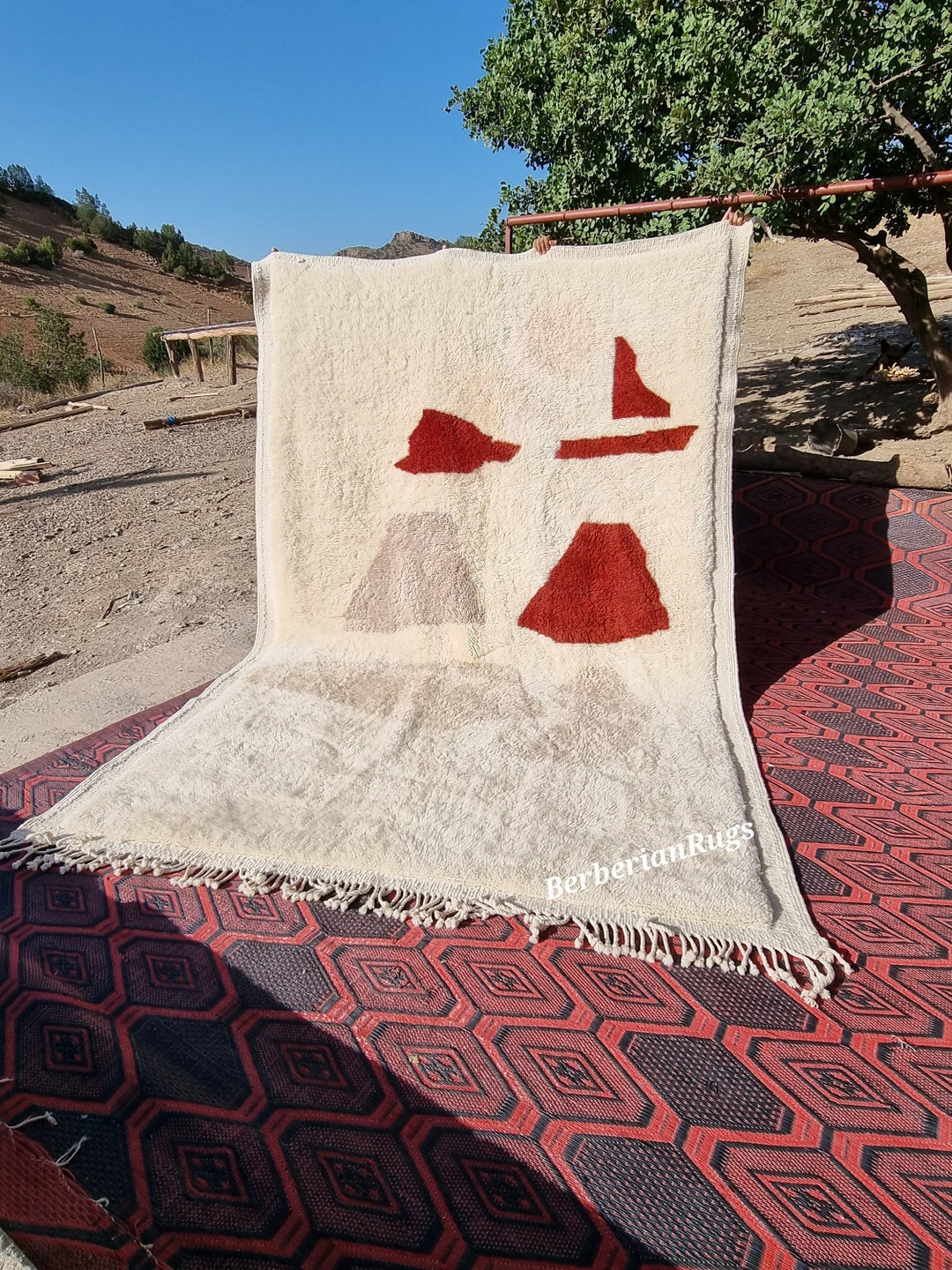 Moroccan Handmade Rug ,beni Ourain Style Morocco Wool Berber Rug