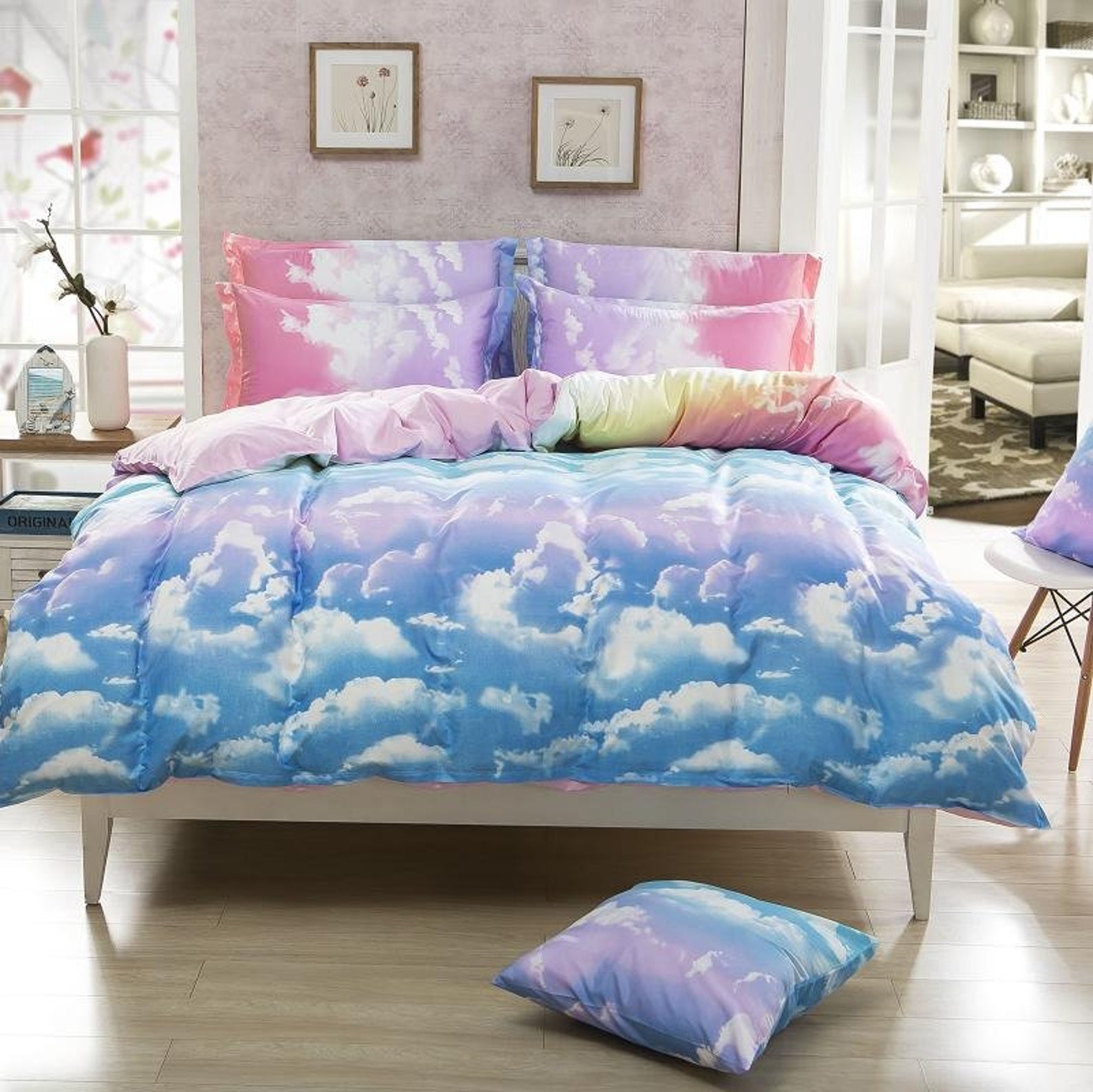 Pink Cloud Sky Bedding Set Cotton Duvet Cover Set Bed Set Etsy
