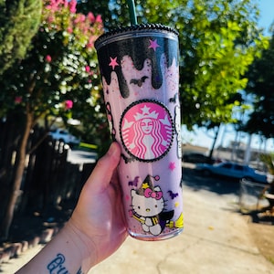 hello spooky kitty Halloween starbucks cup