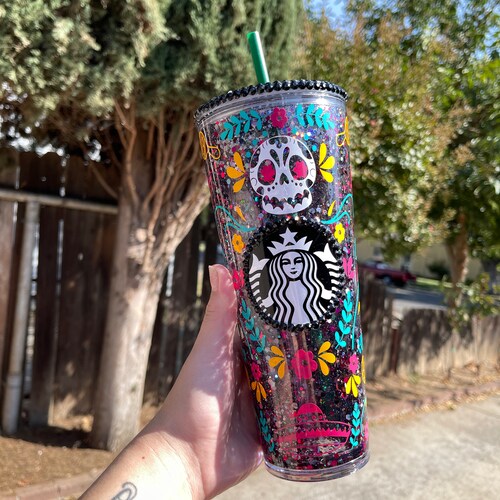 Dia De Los Muertos Starbucks Cup With Rhinestones Etsy