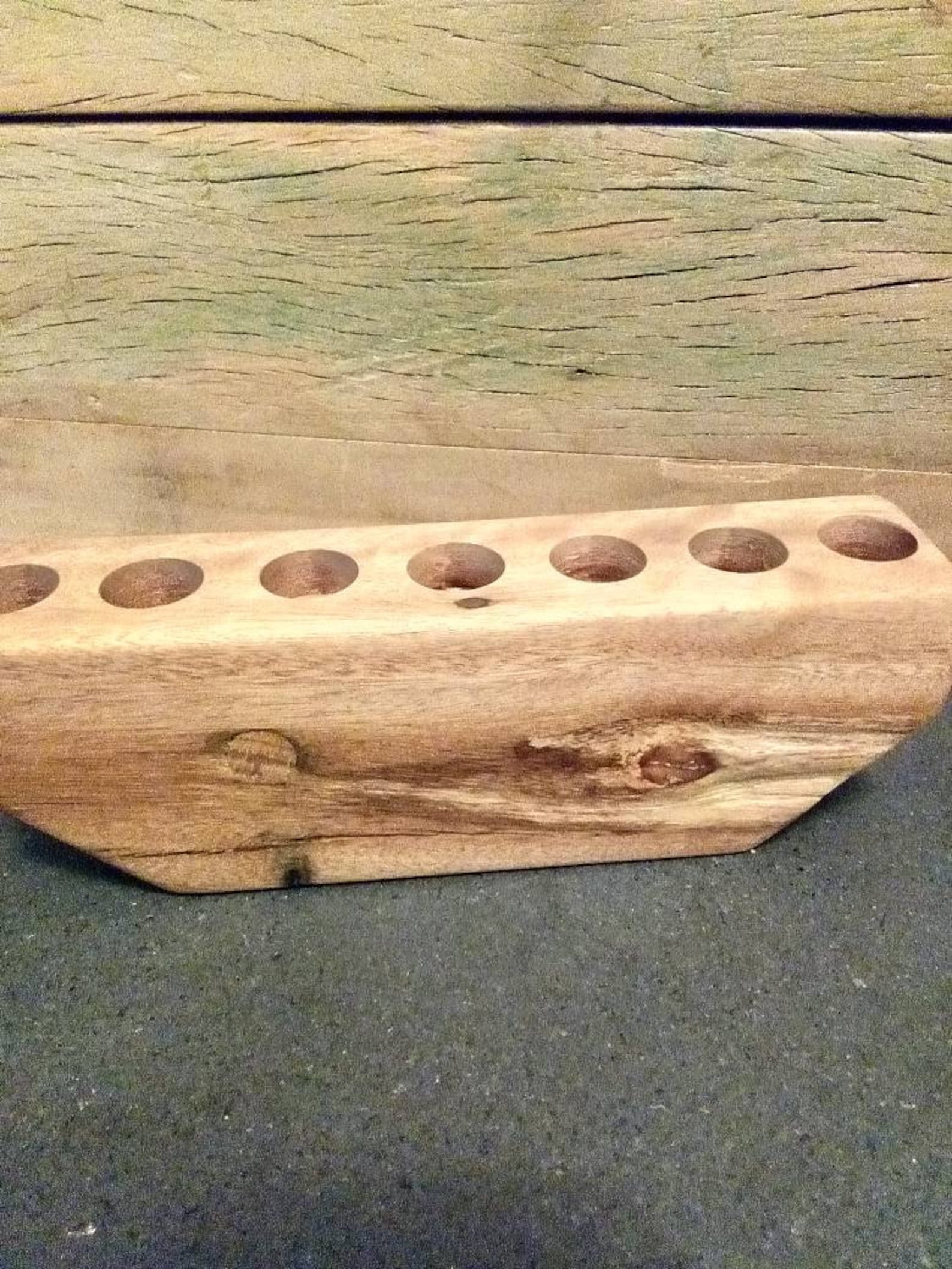Reclaimed Wood Kwanzaa Kinara, Natural Finish