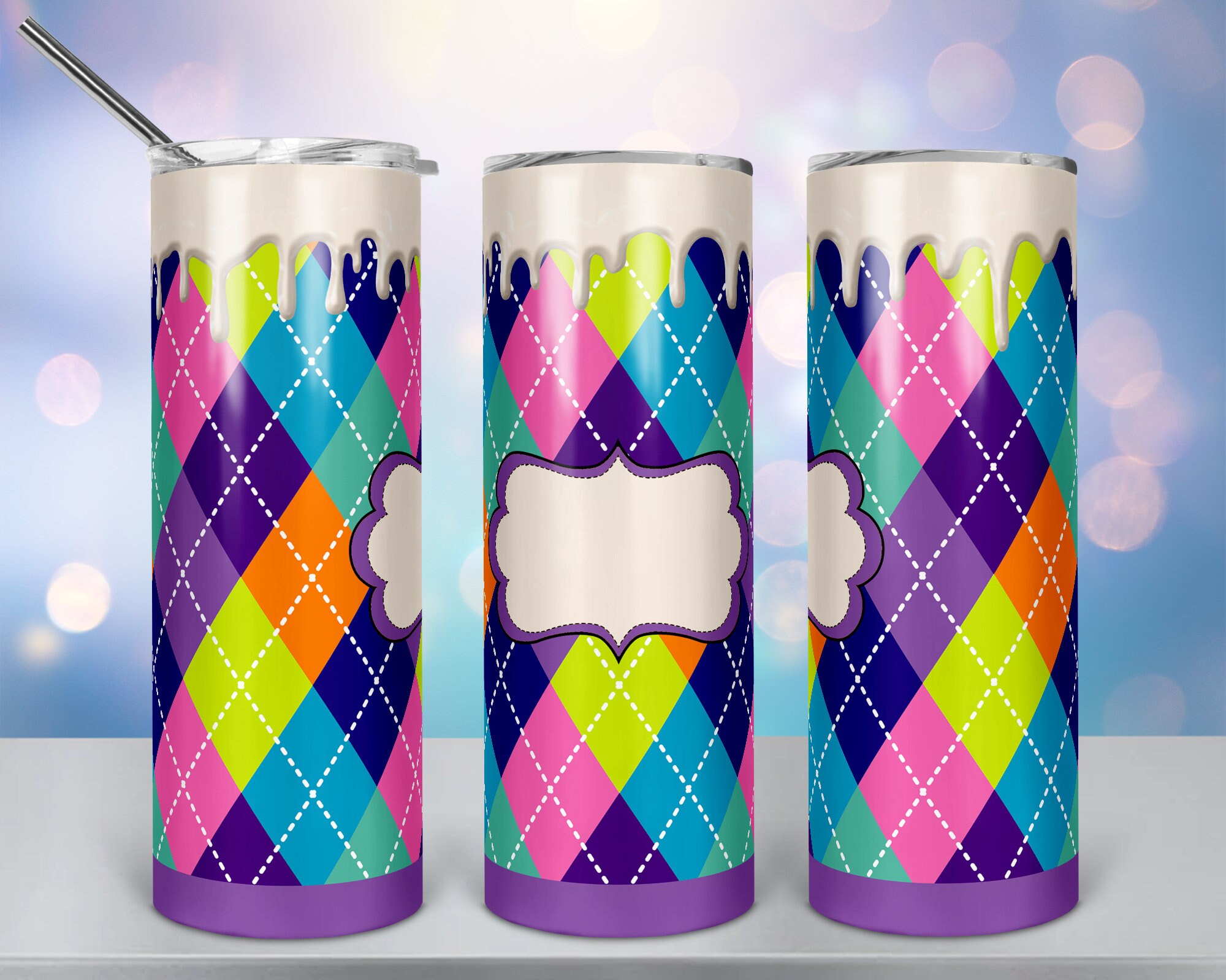 Diamonds Colorful Bright Tumbler Design Digital Download Etsy