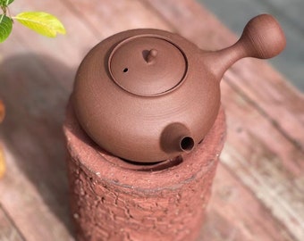 Chaozhou Handmade Red Clay Sha Diao,Side-Handle Kettle Carbon Stove Set,Chaozhou Gongfu Teawares
