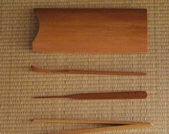 Set of 4PCS Bamboo Tea Scoop,Tea Needle,Tea Spoon,Tea Clip,Tea Accessories