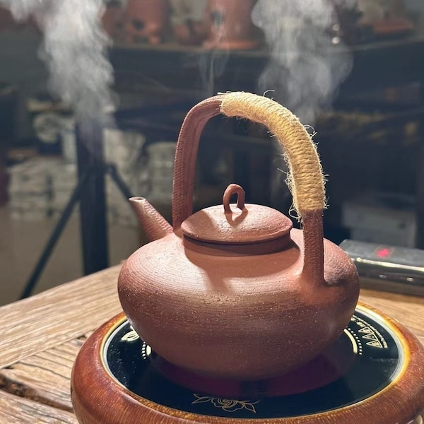Bouilloire à poignée supérieure en argile rouge de Chaozhou faite à la main 550 ml, cuisinière électrique/bouilloire à charbon, Gongfu Teawares