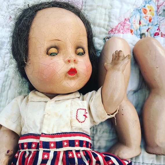 Antique 1940s Doll and Doll Parts Gem