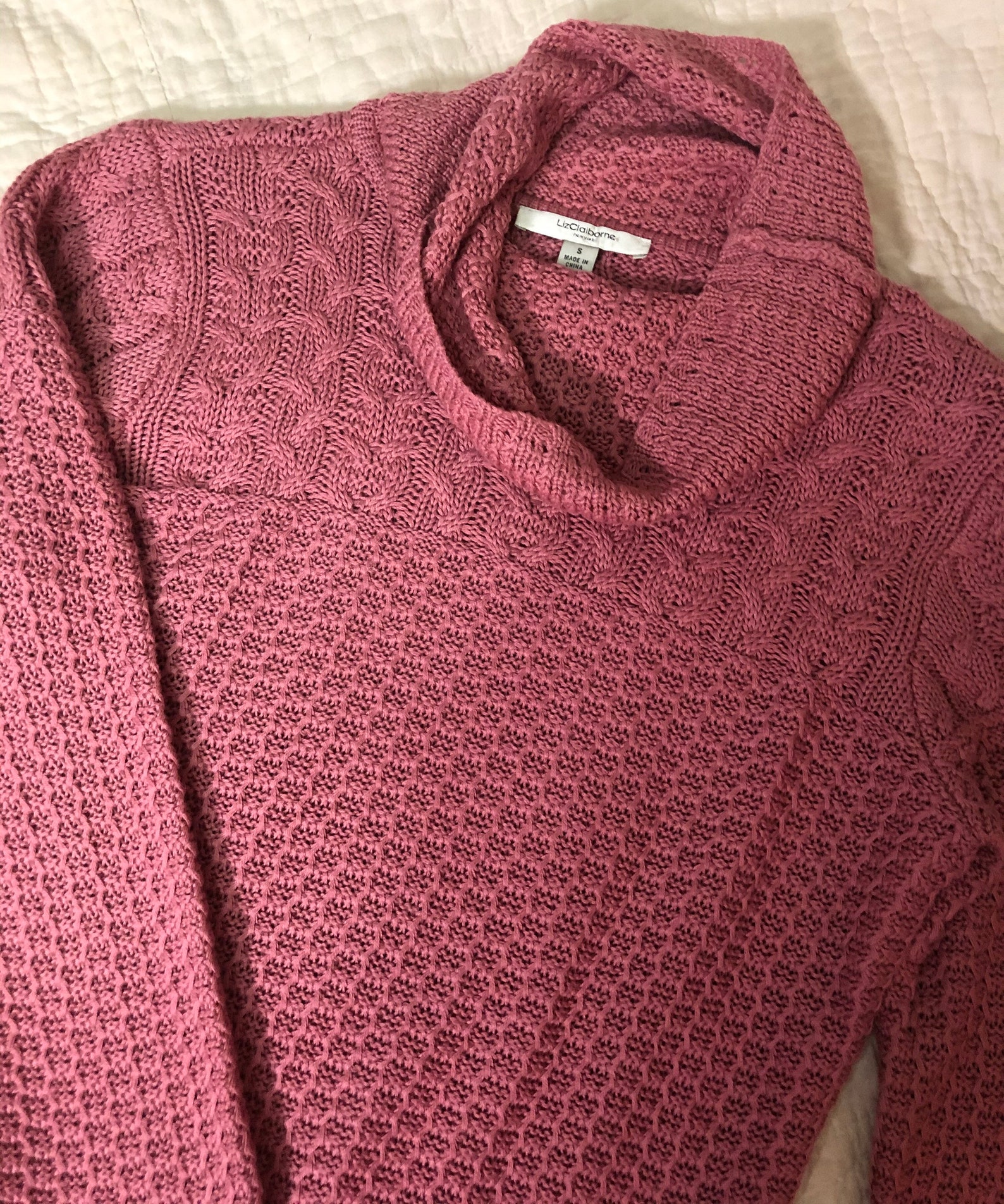 1980s Liz Claiborne Pink Cowl Neck Sweater | Etsy