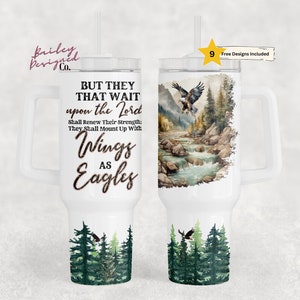 Wings as Eagles 40oz Tumbler Wrap - PNG Tumbler Design Sublimation Designs Downloads - Christian Sublimation Tumbler with Handle Wrap