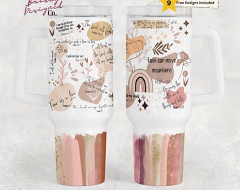 Christliche Affirmationen 40 Unzen Tumbler Wrap - PNG Tumbler Design Sublimation Designs Downloads - Nahtlose Sublimation Tumbler mit Griff Wrap