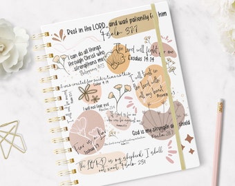 Affirmations chrétiennes de vers de bible pour des couvertures de journal | Conception PNG motivante | Couverture de la Bible du Christ PNG | Conception de sublimation de couverture de journal