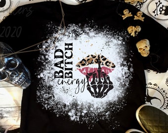 Bad Bitch Energy PNG | Sublimation Design | Digital Download File Only | Skeleton Leopard Lips