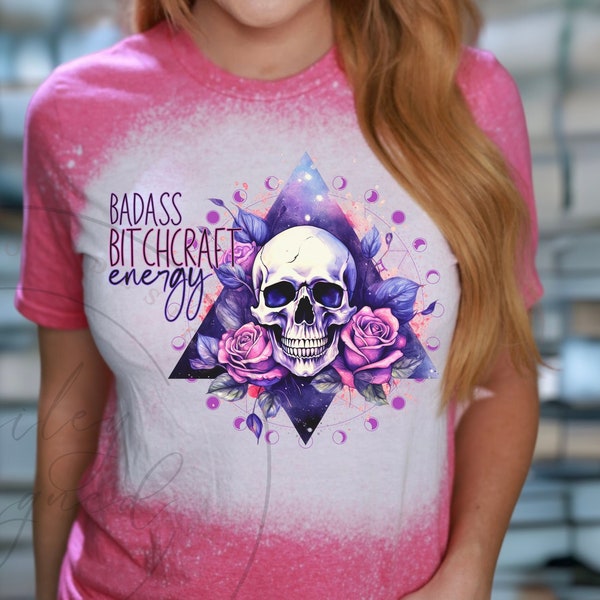 Badass Bitchcraft Energy PNG | Sublimation Design | Digital Download File Only | Gothic Skull Zodiac Witchy Vibes