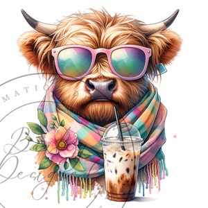 Cute Spring Highland Cow Clipart Shirt Sublimation Design Digital Download UVDTF Instant DIGITAL UVDTF, Glass Jar png Design, Tshirt Design