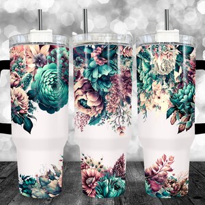 Rustic Floral 40oz Tumbler Wrap - PNG Tumbler Design Sublimation ...