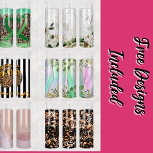 K&ouml;nnte beinhalten: Set mit 10 Becherdesigns mit verschiedenen Mustern, darunter Leopardenmuster, Streifen, Blumen und abstrakte Designs. Die Becher sind alle wei&szlig; mit einer Vielzahl von Farben und Mustern.
