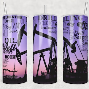 20 oz Skinny Tumbler Oilfield Oil Rig Word Art Sublimation Design Digital Download PNG Instant DIGITAL ONLY