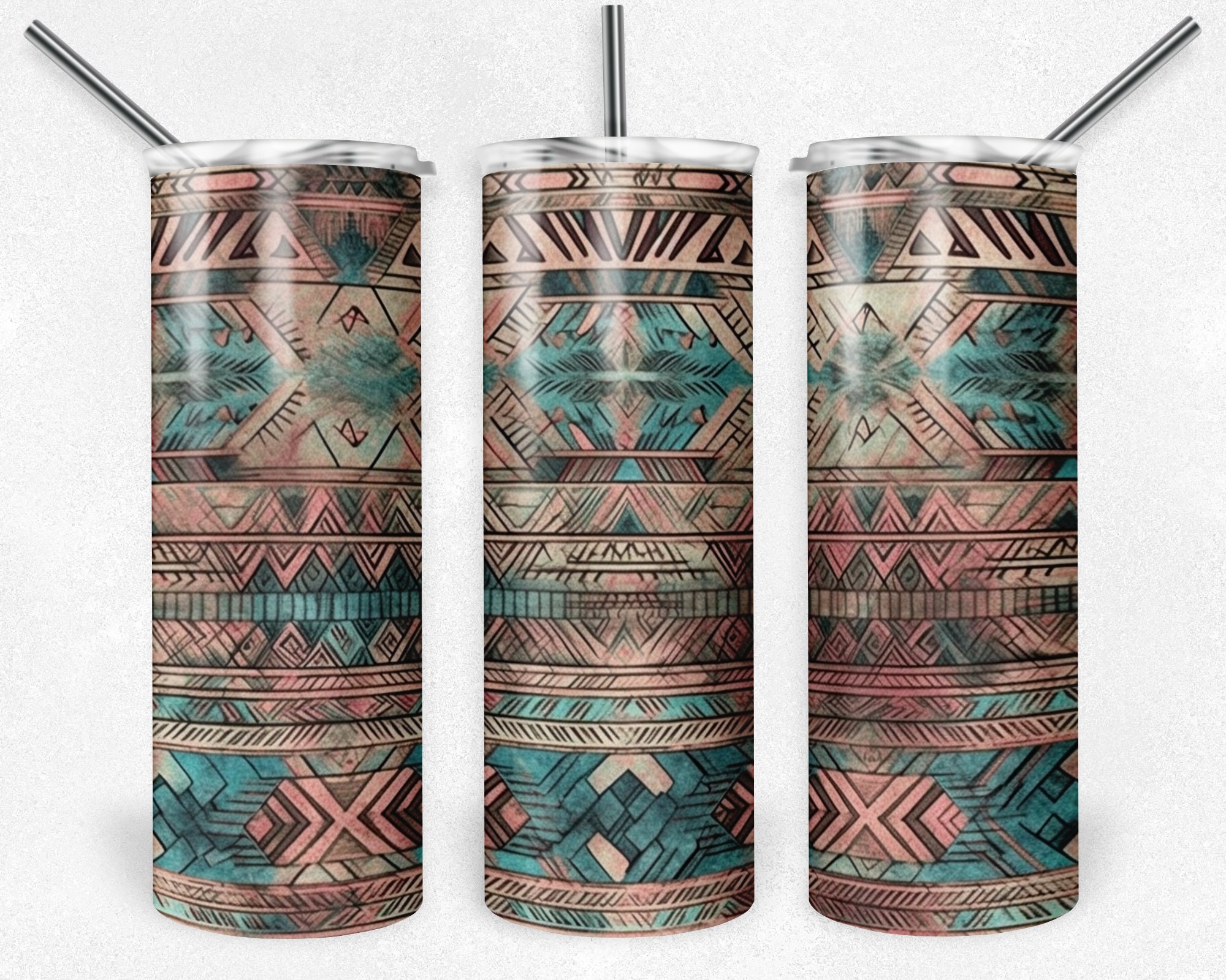 Western Pattern 20 Oz Skinny Tumbler Sublimation Design Digital ...