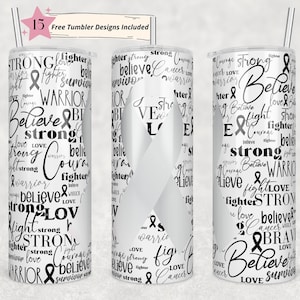 20 oz Skinny Tumbler Sublimation Lung Cancer Awareness Ribbon Word Art Cancer White Straight Design Digital Download PNG tumblers
