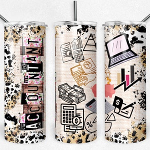 Accountant 20 oz Skinny Tumbler Sublimation Design Digital Download PNG Instant DIGITAL ONLY,  Rustic Occupation Wrap
