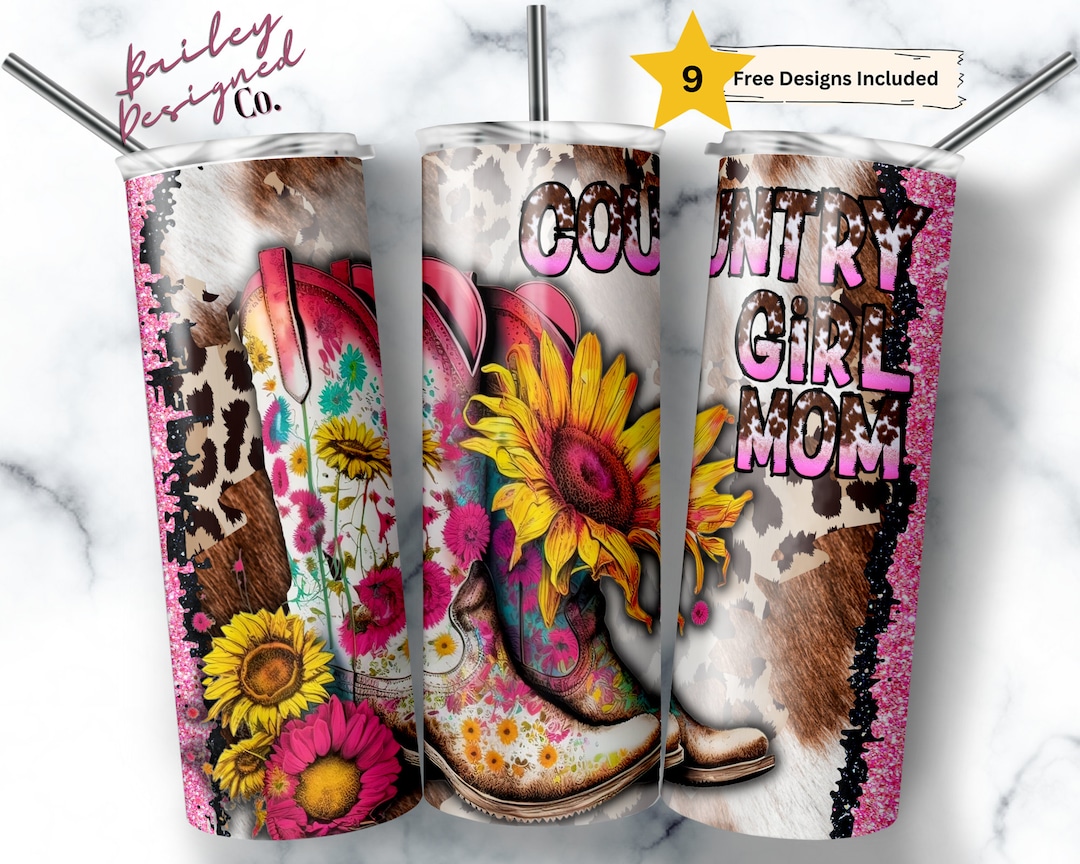 Country Girl Mom 20 Oz Skinny Tumbler Sublimation Design Digital ...