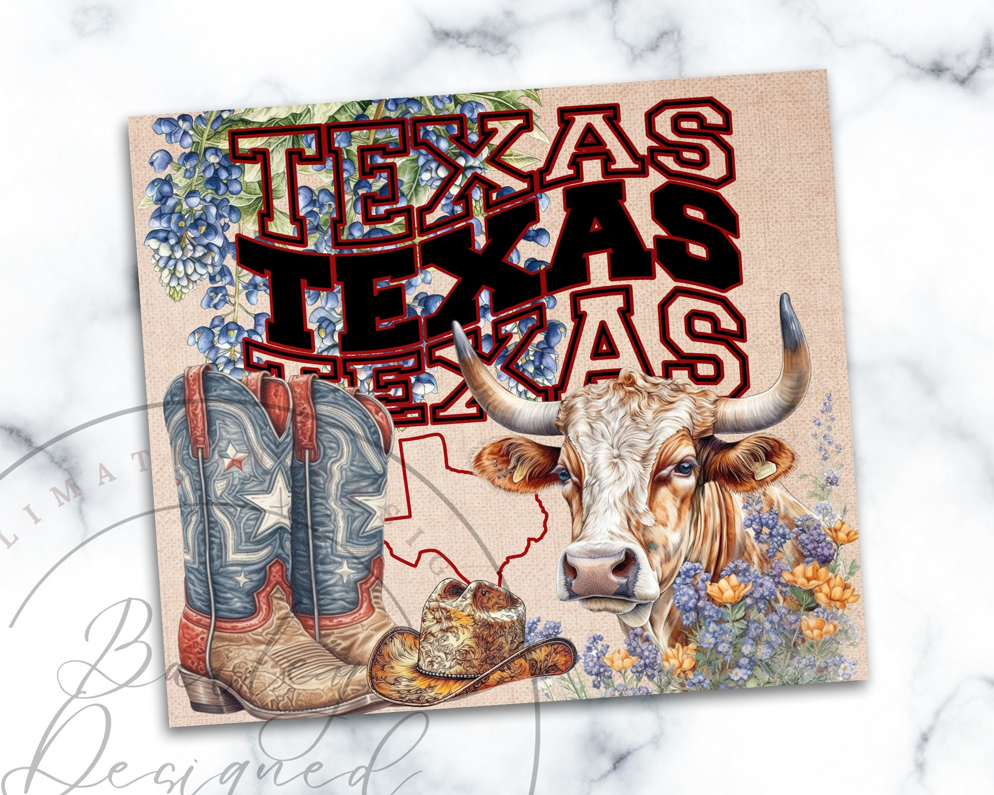 Texas 20 Oz Skinny Tumbler Sublimation Design Digital Download PNG ...
