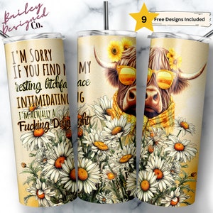 20oz Skinny Tumbler I'm Sorry If You Find My Face Intimidating Sublimation Design Templates,Straight PNG Digital Download. Resting Bitchface