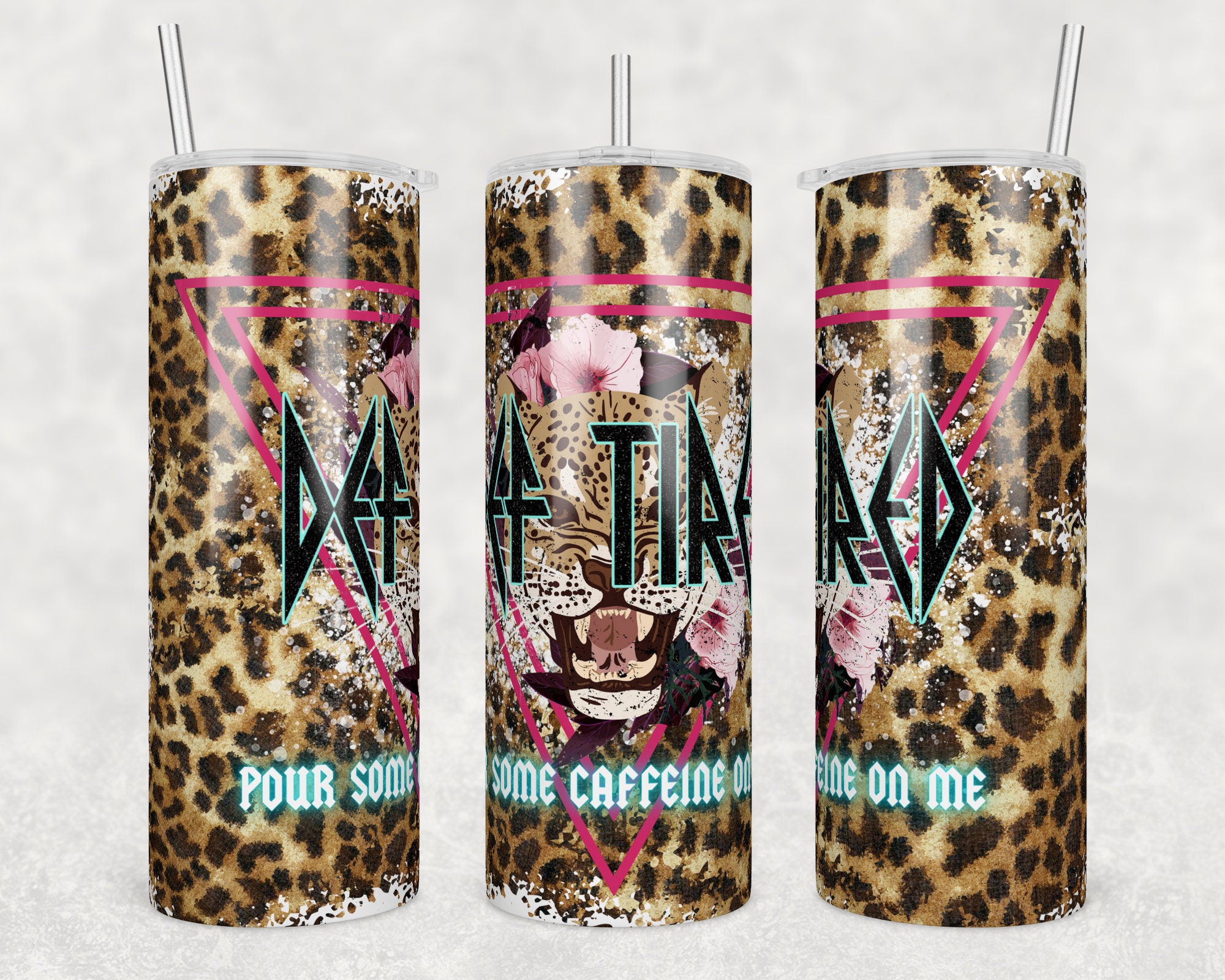 20oz Skinny Tumbler Def Tired Pour Some Caffeine on Me Etsy