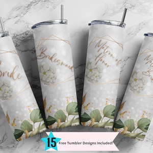 Bridal Tumbler Set, 6 Sub Print BUNDLE 20 oz Skinny Tumbler Sublimation Design Template Wedding Party | Bride Straight Digital Download PNG