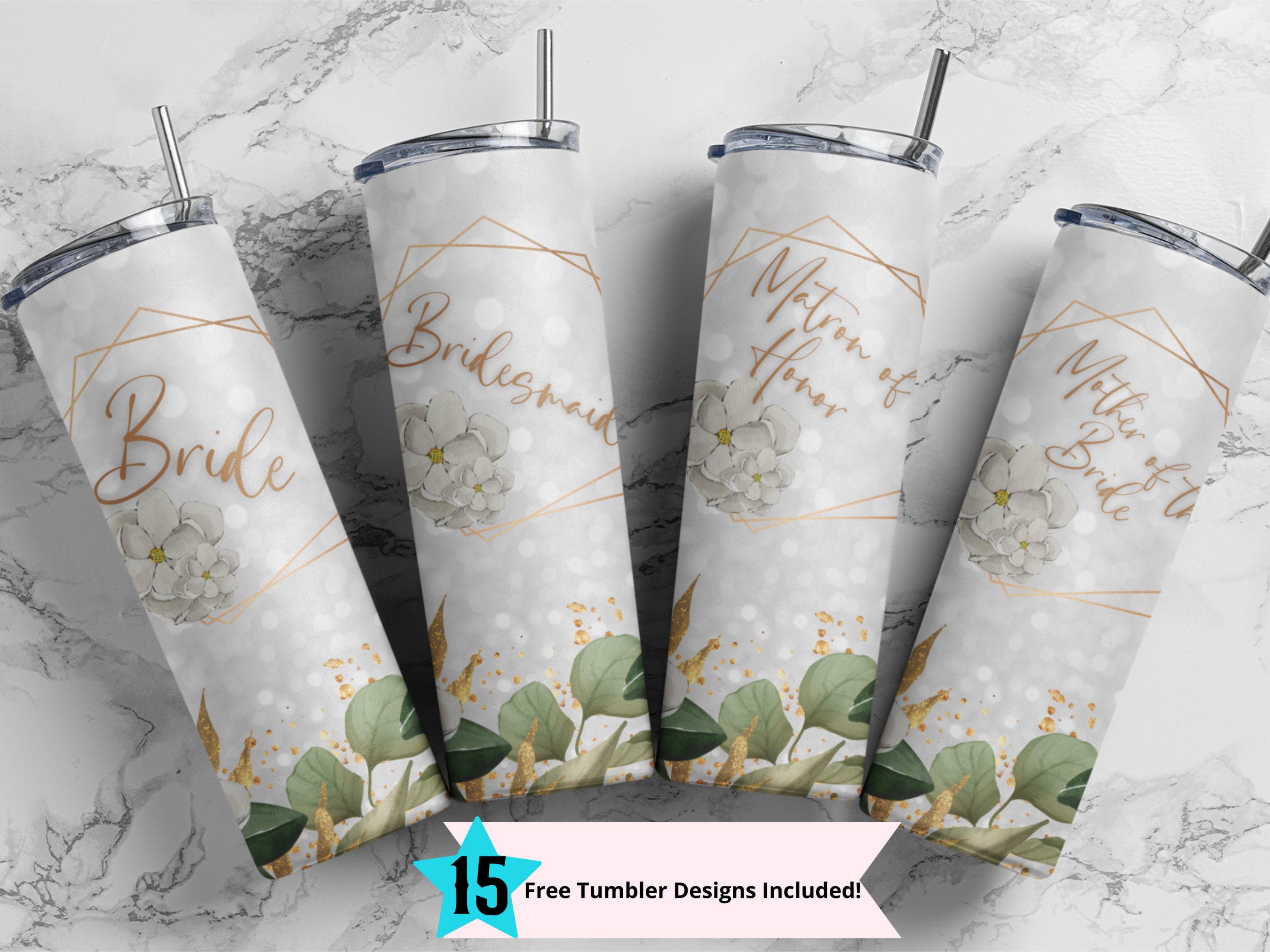 Bridal Tumbler Set 6 Sub Print BUNDLE 20 Oz Skinny Tumbler Etsy