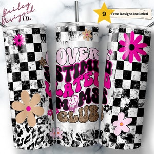 Overstimulated Moms Club 20 oz Skinny Tumbler Sublimation Design Digital Download PNG Instant DIGITAL ONLY, Funny Mama Tumbler