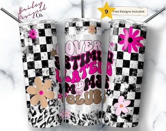 Overstimulated Moms Club 20 oz Skinny Tumbler Sublimation Design Download digitale PNG SOLO DIGITALE istantaneo, Funny Mama Tumbler