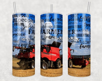 20 oz Skinny Tumbler Farm Life Farmer Word Art Sublimation Design Digital Download PNG Instant DIGITAL, Tractor Field Rustic Ranch Style