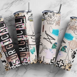 Medical Surgical Tech 20oz Skinny Tumbler Sublimation Design Templates, Straight PNG Digital Download