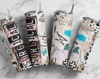 Medical Surgical Tech 20oz Skinny Tumbler Sublimation Design Templates, Straight PNG Digital Download